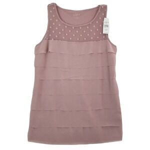 Ann Taylor LOFT ~Woman Size SPetite~ Rose Tank Top Ruffle Cotton Blend NWT$39.99